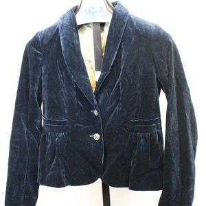J CREW BLUE VELVET LINED BLAZER